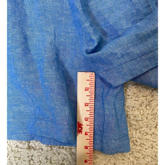 Tahari Womens Shorts Size 2X 100% Linen Blue Chambray Pull On Drawstring Pockets - Picture 5 of 8